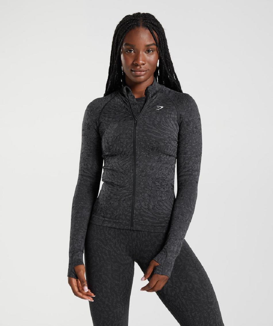 Corp Tops Gymshark Adapt Animal Zip Through Mujer Negras | CO 2405WNB